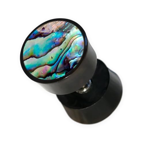Fly Style Ohrringe Ohrstecker Fake Plug aus Horn mit Paua Abalone Muschel - Natur Damen Schmuck, Auswahl:Stück von Fly Style