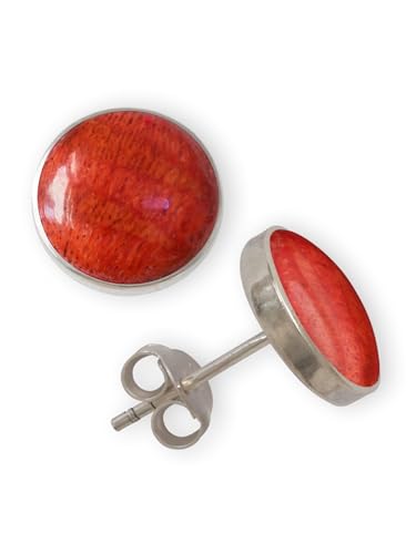 Fly Style Ohrstecker Silber 925 - Rot Kunstharz in Korallen Optik Ohrstecker - Ohrringe Sterling Silber - Damen Schmuck, Grösse:10 mm von Fly Style