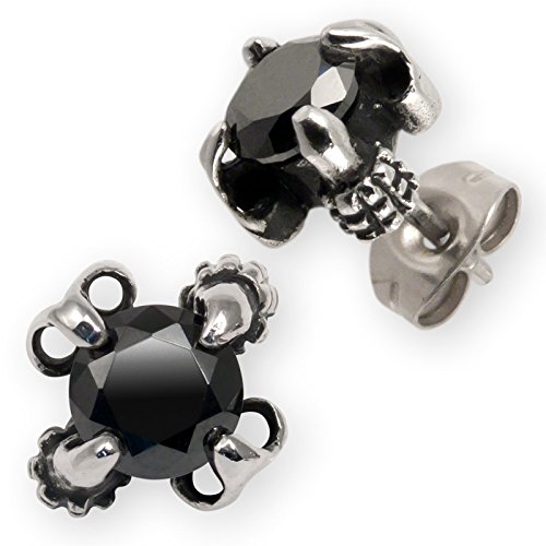 Fly Style Ohrstecker aus 316L Edelstahl mit Zirkonia Kristall Schwarz - Elegante Ohrringe - Zeitloser Ohrschmuck für stilvolle Damen von Fly Style