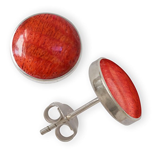 Fly Style Ohrstecker Silber 925 - Muschel Ohrstecker - Ohrringe mit Stein und Muschel - Perlmutt Schmuck, Grösse:6 mm, Farbwahl:rot von Fly Style