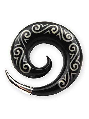 Fly Style Piercing Ohr Expander aus Horn und 925 Silber - Dehnschnecke Dehnspirale Dehnungsschnecke Dehnsichel, Grösse:10 mm von Fly Style