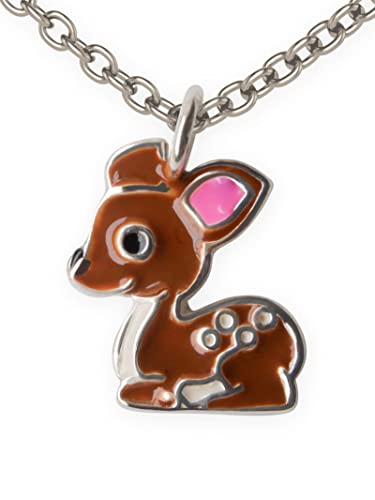 Fly Style Rehkitz Anhänger für Kinder/Mädchen/Damen mit Kette Silber/Kinderschmuck Mädchen - Halskettchen von Fly Style