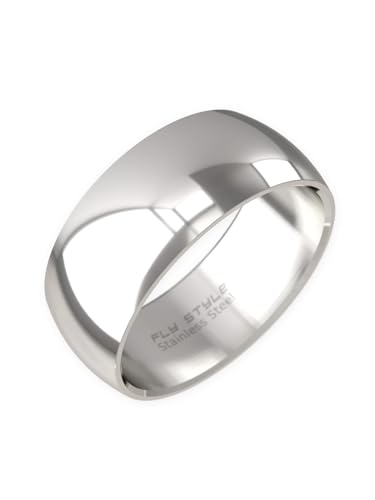 Fly Style Breiter Edelstahl Bandring - Herren Damen Daumenring - Hochwertiger Verlobungs- und Ehering, Ring Grösse:20.0 mm, Oberfläche:10mm Poliert von Fly Style