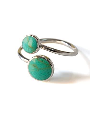 Fly Style 925 Silber Ring für Damen - Offener, Größenverstellbarer Mit Stein oder Muschel, Grün, Größe 16.5 mm von Fly Style