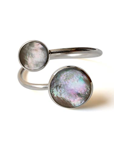 Fly Style Ring Silber 925 Damen, offener Ring größenverstellbar, 925 Silber Ring mit Stein oder Muschel, Ring Grösse:18.1 mm, Farbwahl:helles Perlmutt Fly Style Ring Silber 925 Damen, offener Ring größenverstellbar, 925 Silber Ring mit Stein oder Muschel, Ring Grösse:18.1 mm, Farbwahl:helles Perlmutt von Fly Style