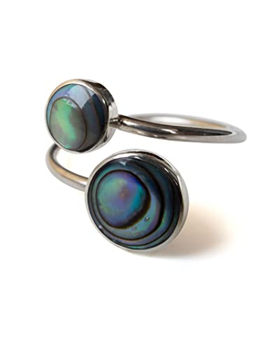 Fly Style Ring Silber 925 Damen, offener Ring größenverstellbar, 925 Silber Ring mit Stein oder Muschel, Ring Grösse:21.3 mm, Farbwahl:Abalone Muschel Fly Style Ring Silber 925 Damen, offener Ring größenverstellbar, 925 Silber Ring mit Stein oder Muschel, Ring Grösse:21.3 mm, Farbwahl:Abalone Muschel von Fly Style