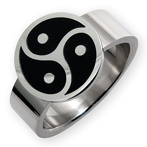 Fly Style Ring aus Edelstahl - Peitschenrad Triskele Siegel - Ringe für Herren und Damen, Ring Grösse:16.2 mm, Farbwahl:schwarz von Fly Style