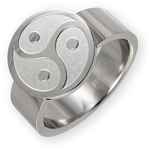 Fly Style Ring aus Edelstahl - Peitschenrad Triskele BDSM Siegel - Ringe für Herren und Damen, Ring Grösse:22.9 mm, Farbwahl:silber von Fly Style