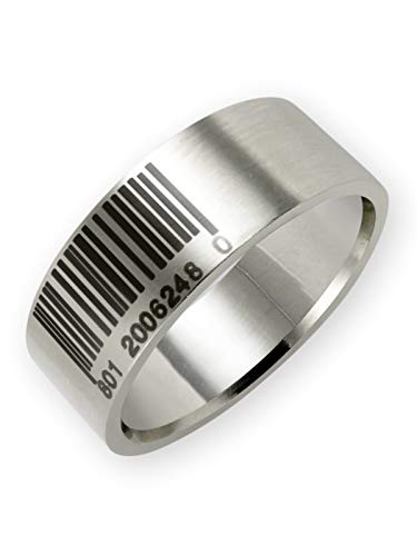 Fly Style - Strichcode Barcode Ring Edelstahl - Bandring Fingerring Herren Damen Mode Schmuck, Ring Grösse:22.9 mm von Fly Style