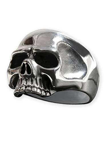 Fly Style Totenkopf Ring aus 925 Sterling Silber - Gothic Ring - Keith Richards Style Herren Ringe - Totenkopf Schmucken, Ring Grösse:20.3 mm von Fly Style