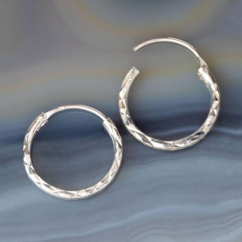 925 Silber Creolen Diamond Cut - Ohrringe in 8, 10 Oder 12mm Set von FlyStyleShop