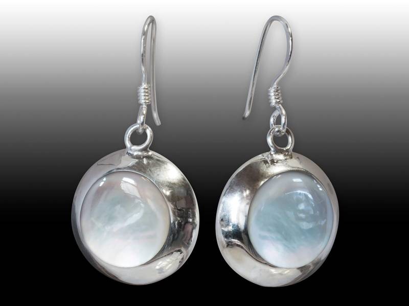 925 Silber Ohrhänger Perlmutt Ohrringe Hochzeit Weiss von FlyStyleShop