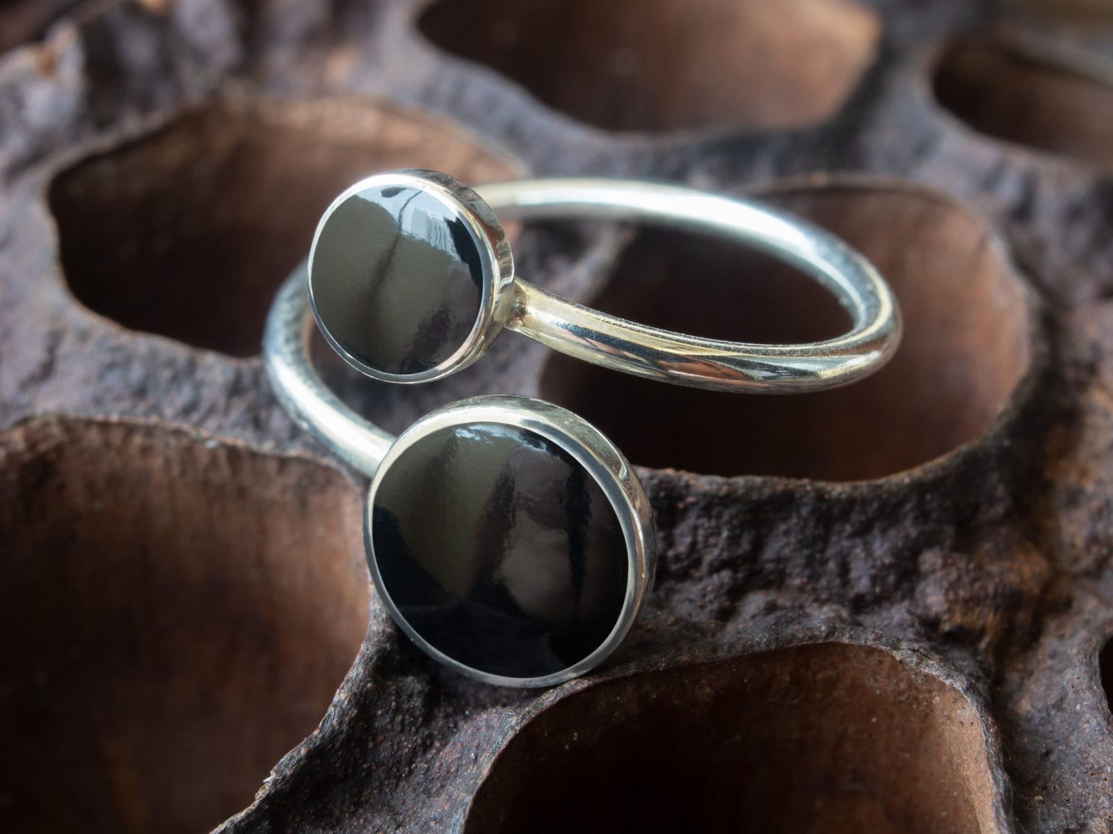 Damen Ring 925 Silber Onyx Stein Goth Gothic Schmuck Boho Vintage Verstellbar von FlyStyleShop