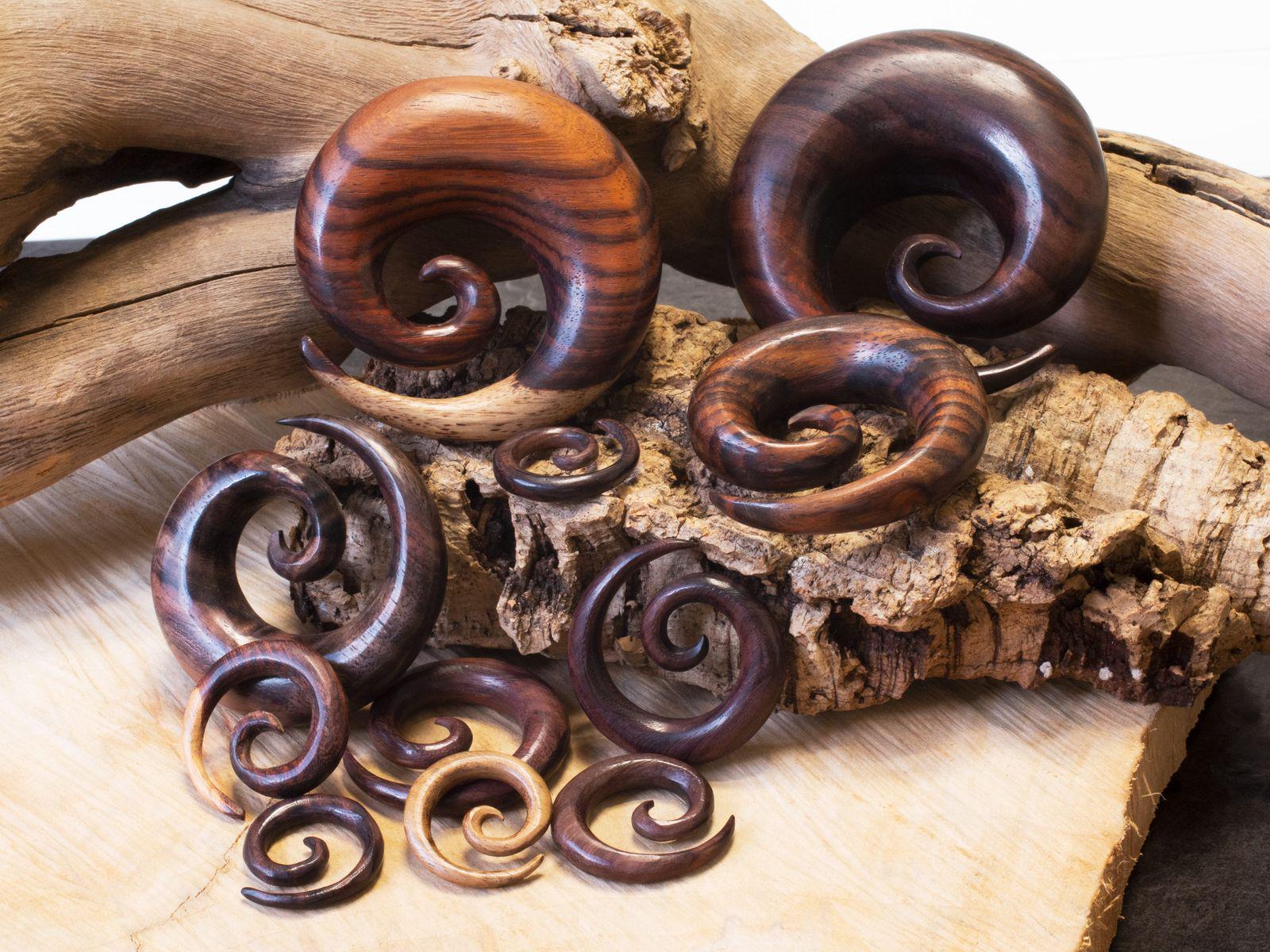 Dehnungsspirale Narra-Holz Schnecke Dehner Tunnel Piercing Expander Taper Schmuck von FlyStyleShop