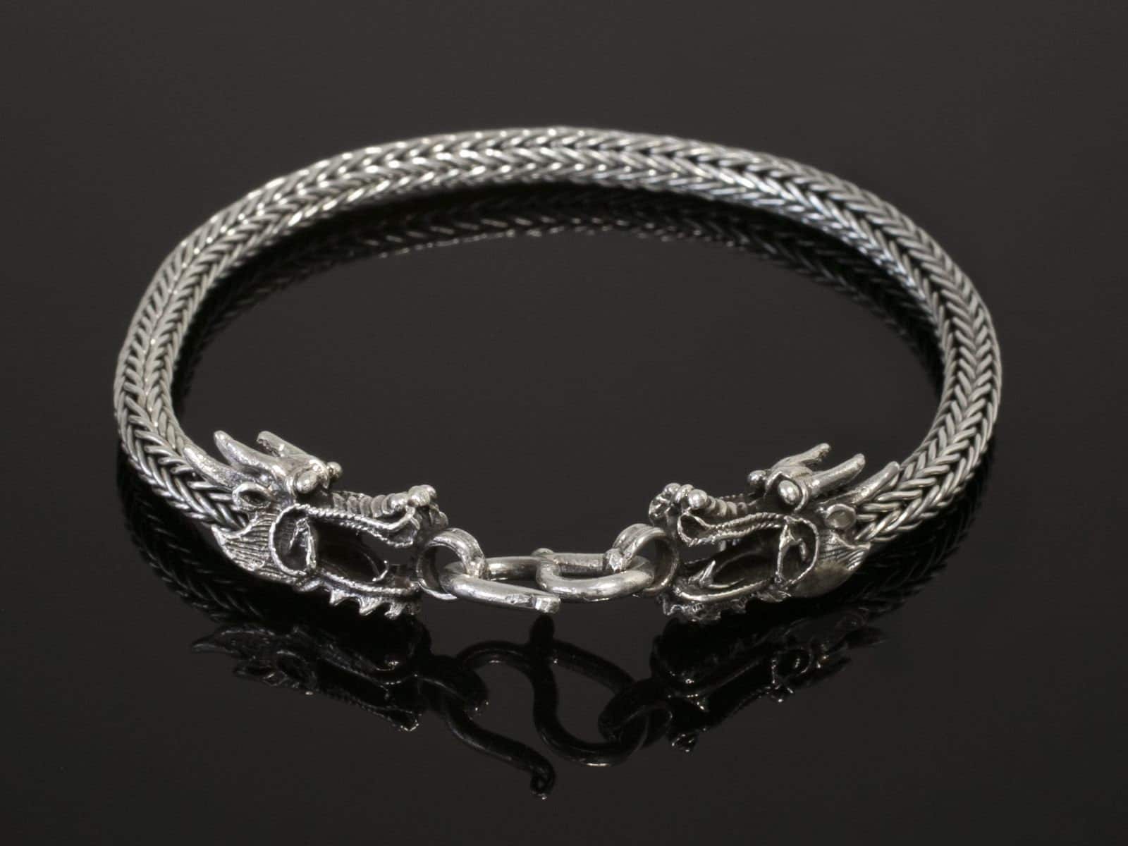 Drachen Armband 925 Silber Herren Damen Armreif Drachenkopf Wikinger Armkette von FlyStyleShop