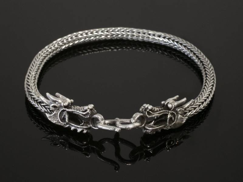 Drachen Armband 925 Silber Herren Damen Armreif Drachenkopf Wikinger Armkette von FlyStyleShop