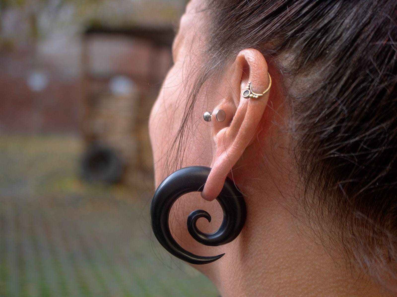 Ebenholz Dehnschnecke, Holz Spiralen Ohr, Dehnspiralen Bis 22mm, Ohr Expander , Arang Plug Schwarz von FlyStyleShop