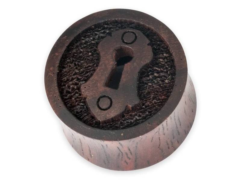 Flesh Tunnel Schlüsselloch Aus Narra-Holz, Holz Plugs Mit Motiv, Piercing Schmuck Ohr von FlyStyleShop