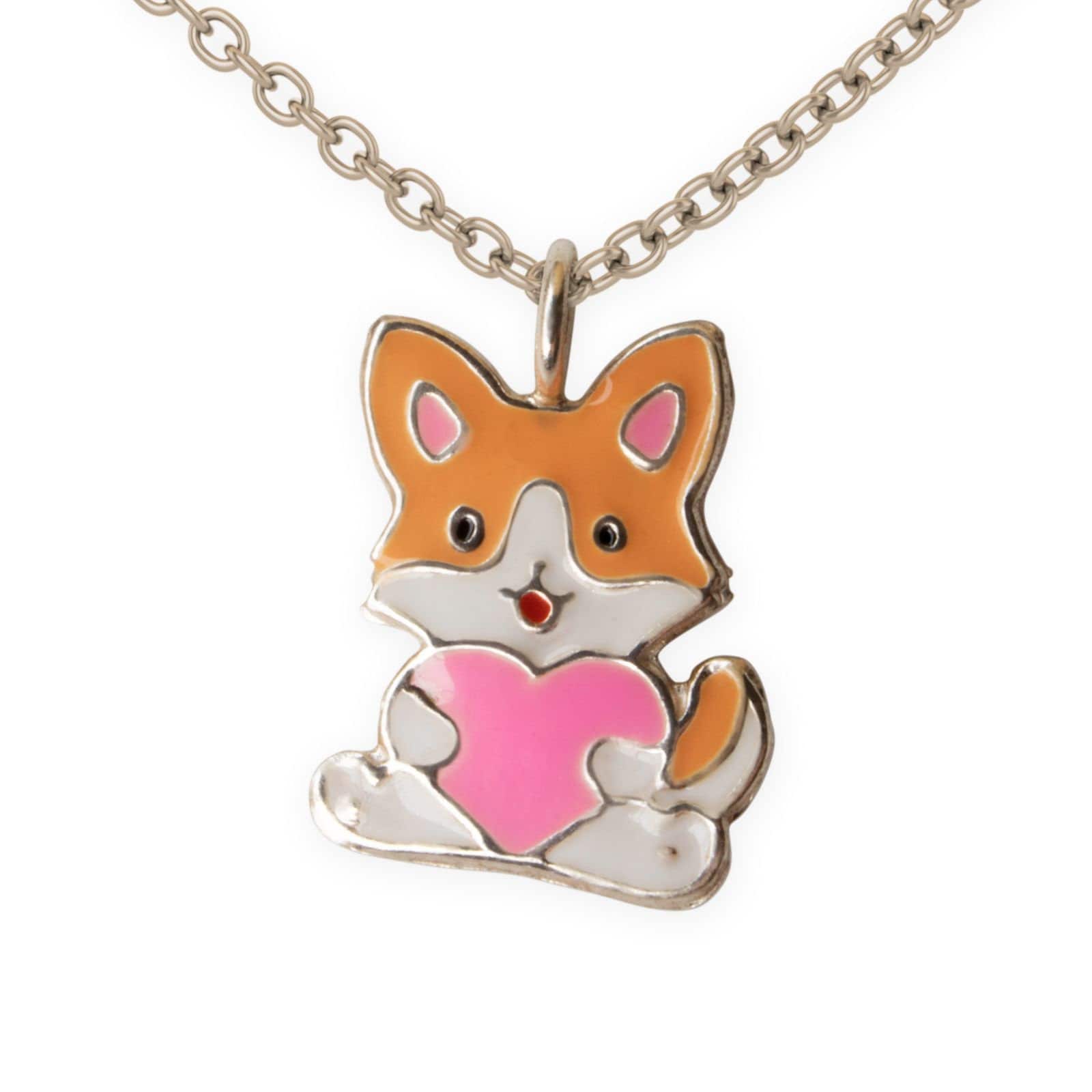 Halskette Anhänger Fuchs Herz 925 Silber Kinder Tiere Kinderschmuck von FlyStyleShop