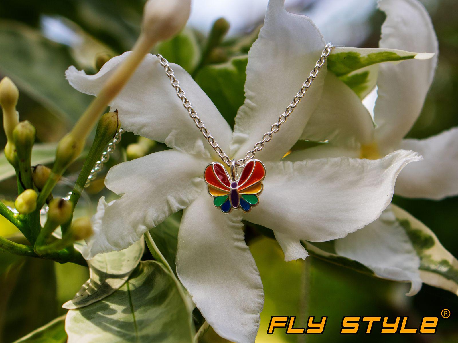 Halskette Anhänger Schmetterling 925 Silber Kinder Bunt Regenbogen Lgbtq Lgbt von FlyStyleShop
