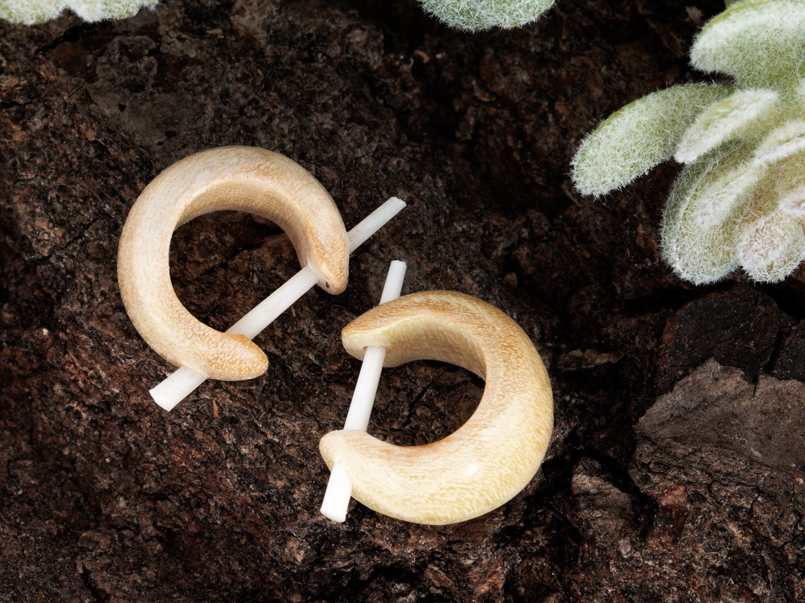 Holzohrringe Handarbeit, Holz Creolen Ohrringe Rund Klein, Klassisch Hell Holzcreolen Pin von FlyStyleShop