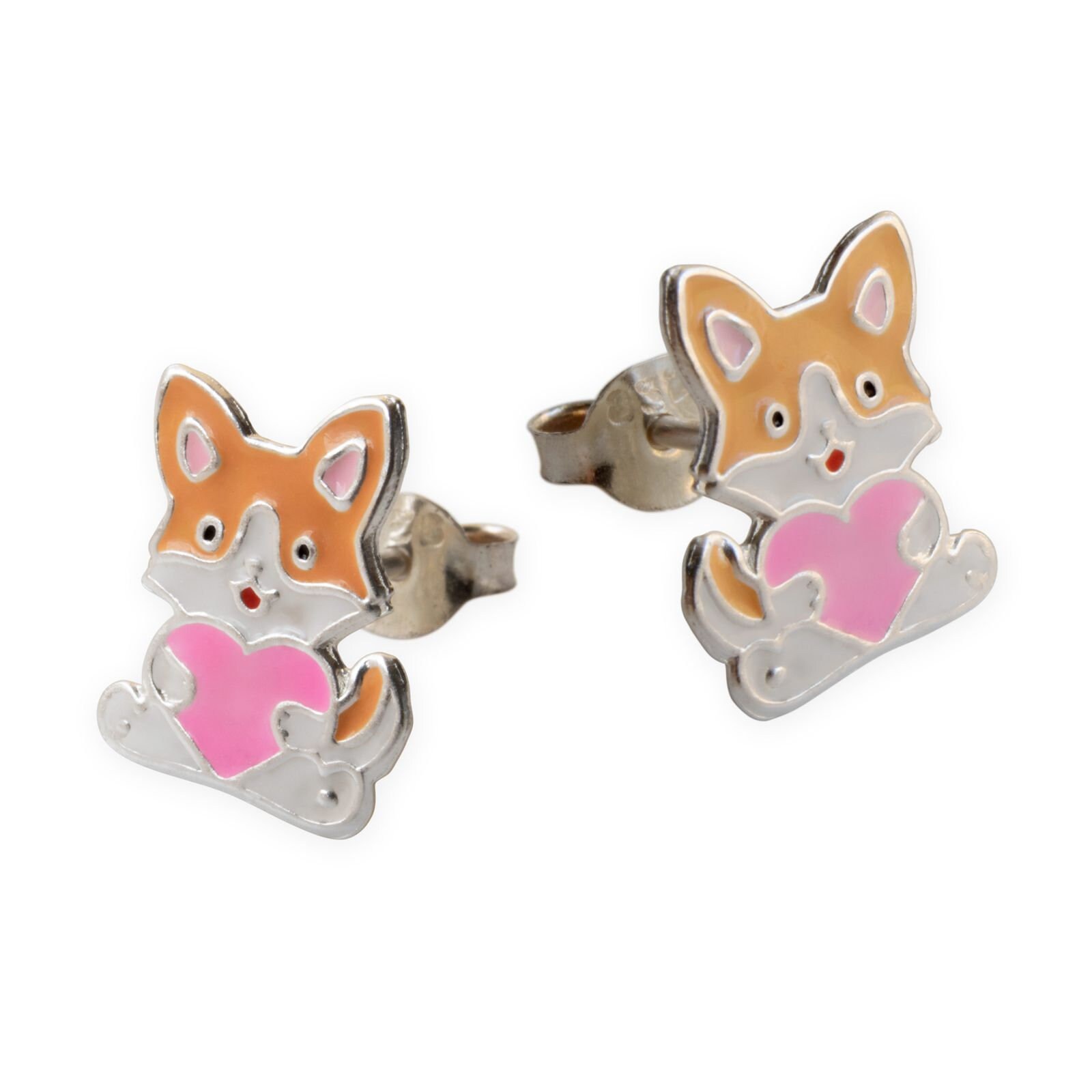 Kinder Ohrringe Fuchs Mit Herz 925 Silber Ohrstecker Mädchen Kids Kinderschmuck von FlyStyleShop