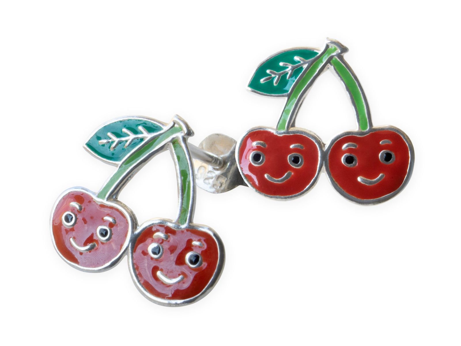 Kinder Ohrringe Kirschen 925 Silber Ohrstecker Mädchen Kids Kinderschmuck Damen von FlyStyleShop