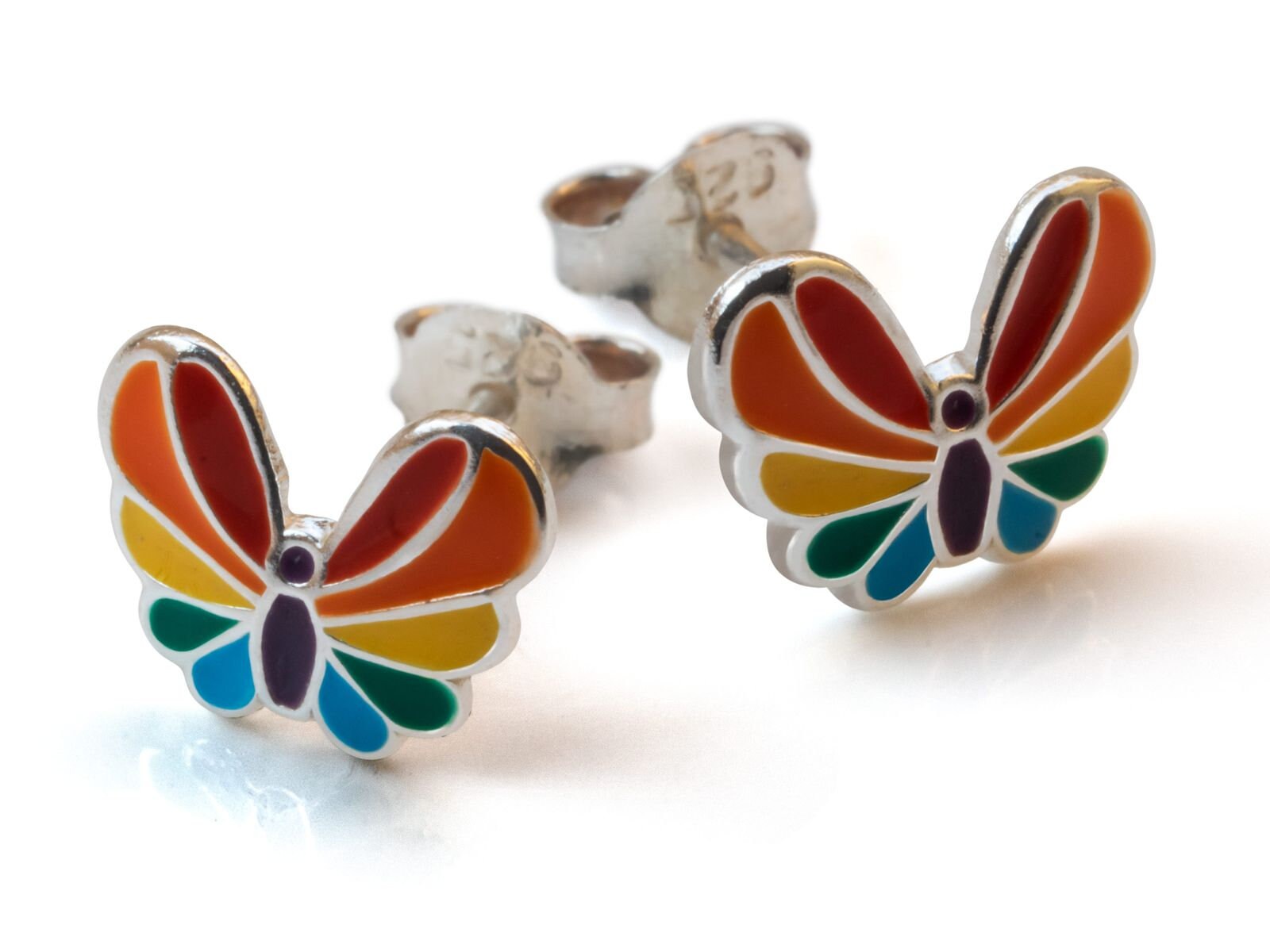 Kinder Ohrringe Schmetterling 925 Silber Ohrstecker Mädchen Kids Bunt Lgbtq Lgbt von FlyStyleShop