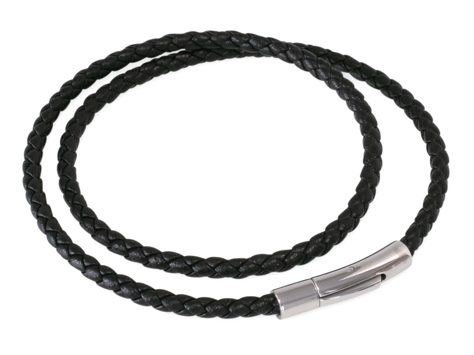 Kunstleder Kette Halskette Armband Geflochten Mit Verschluss Damen Herren Schwarz von FlyStyleShop