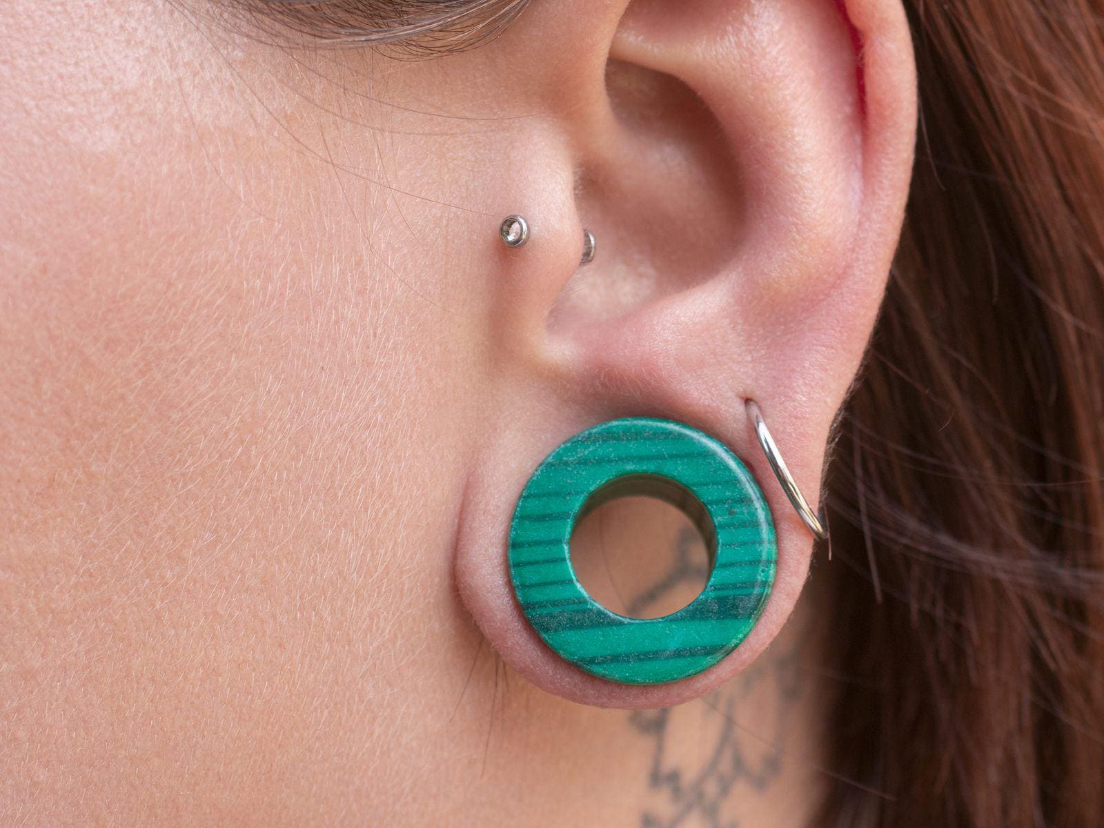 Malachit Ohr Plug, Stein Ear Plugs, Grüne Flesh Tunnel 14-25 Mm von FlyStyleShop