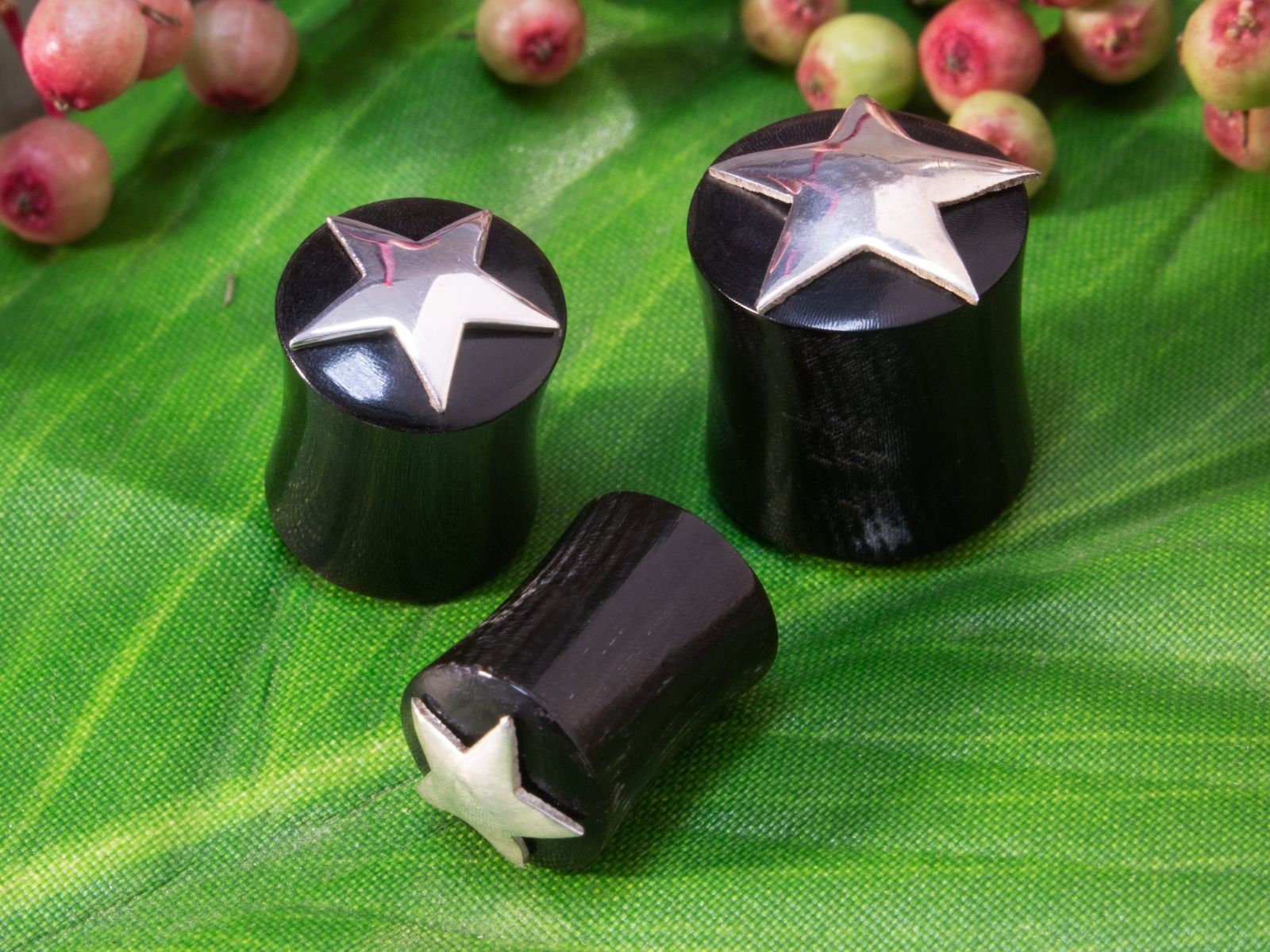 Ohr Tunnel Flesh Plug - Piercings Horn 925 Silber Stern Ohrdehner von FlyStyleShop