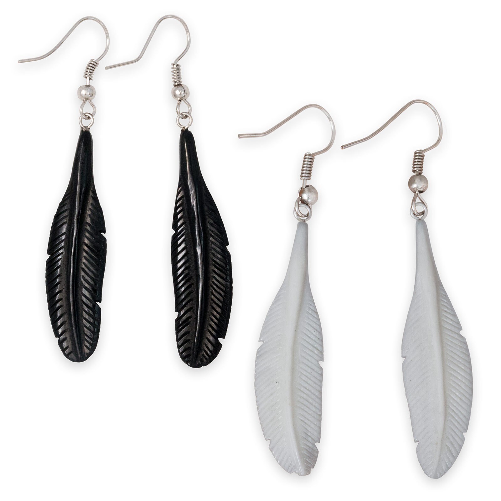 Ohrhänger Feder Ohrringe Aus Horn Knochen Federohrringe Hornohrringe von FlyStyleShop