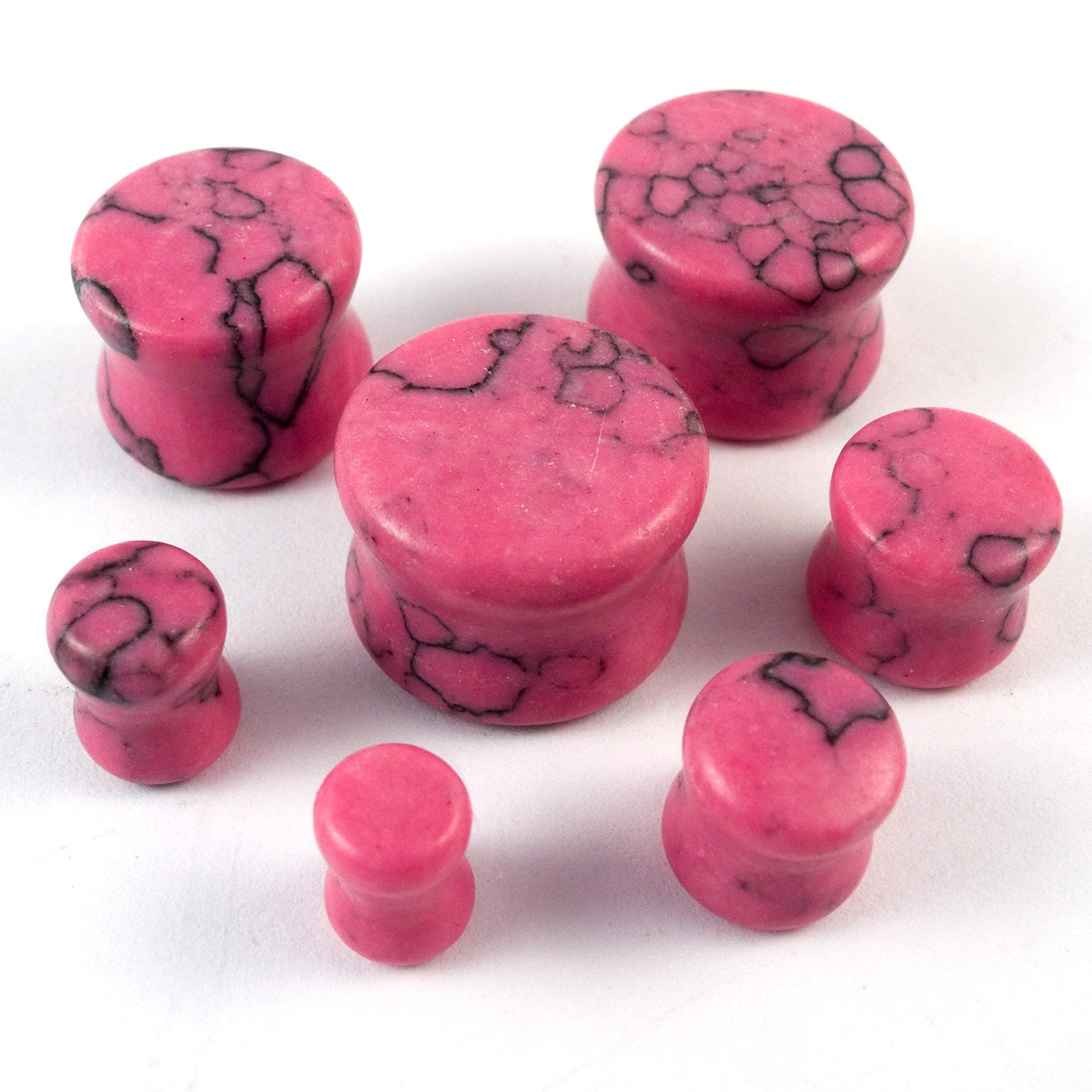 Pinke Stein Plugs Ohr, Double Flare Pink Ear Tunnels von FlyStyleShop
