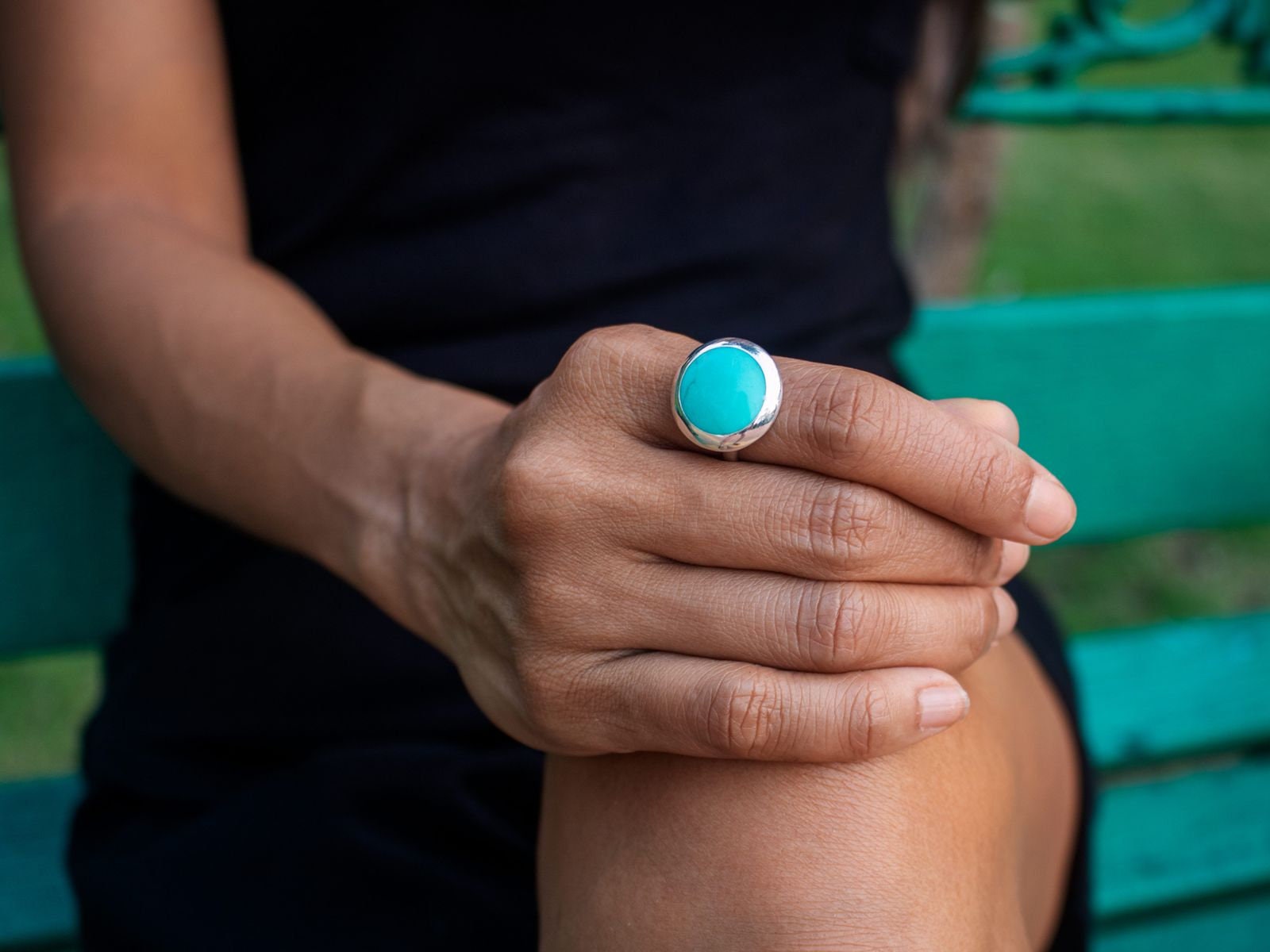 Ring Silber 925 Damen Offener Fingerring Jade Stein Optik Inlay von FlyStyleShop