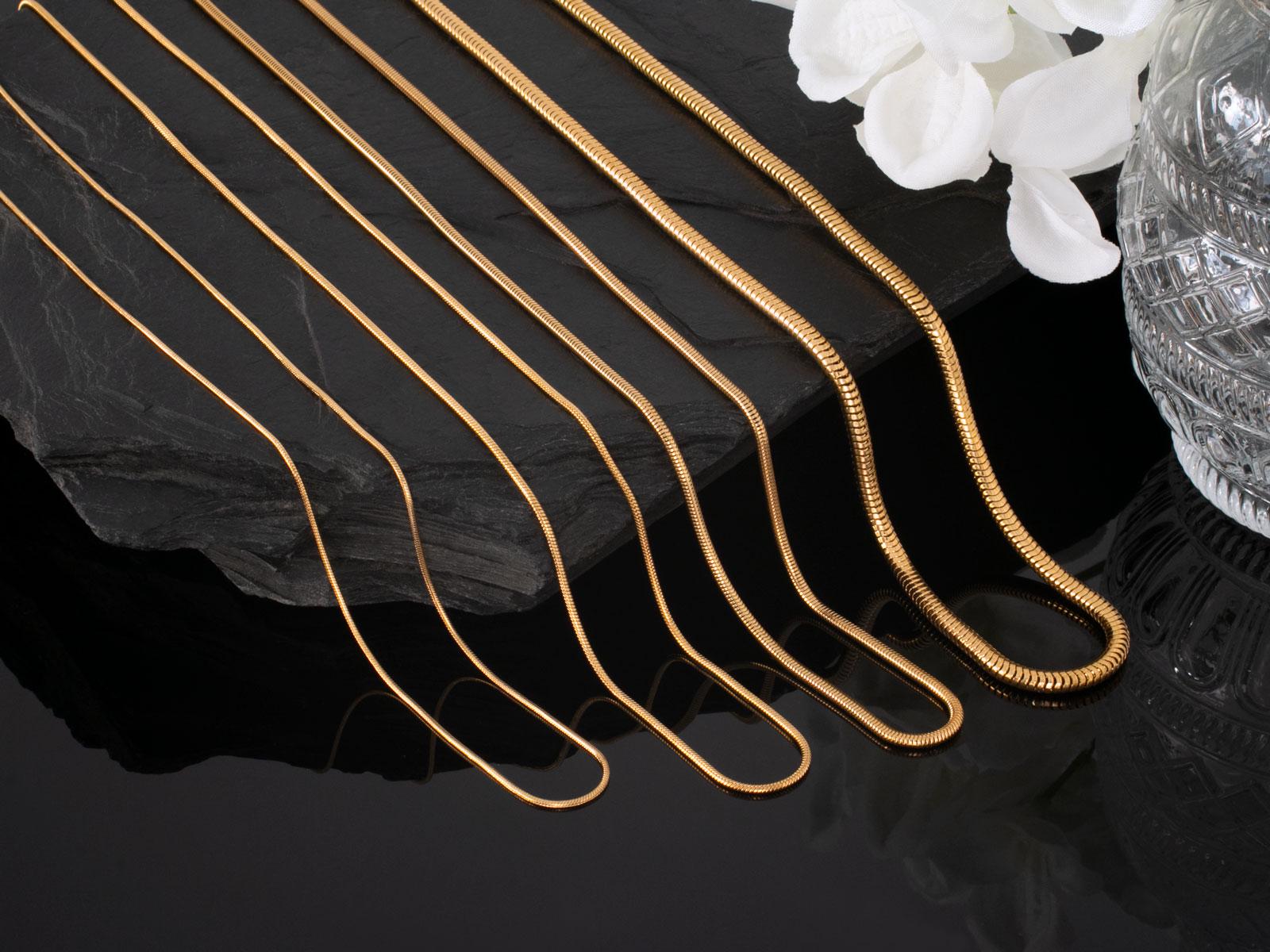 Schlangenkette Vergoldet Edelstahl Halskette Für Anhänger Kette Golden 41-76cm von FlyStyleShop