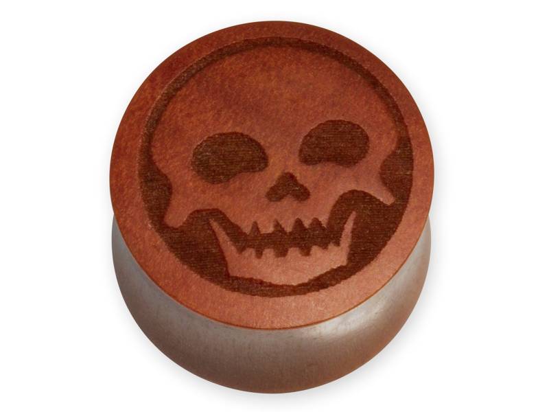 Skull Plugs Ohr Aus Sabo Holz Mit Laser Gravur - Totenkopf Flesh Tunnel von FlyStyleShop