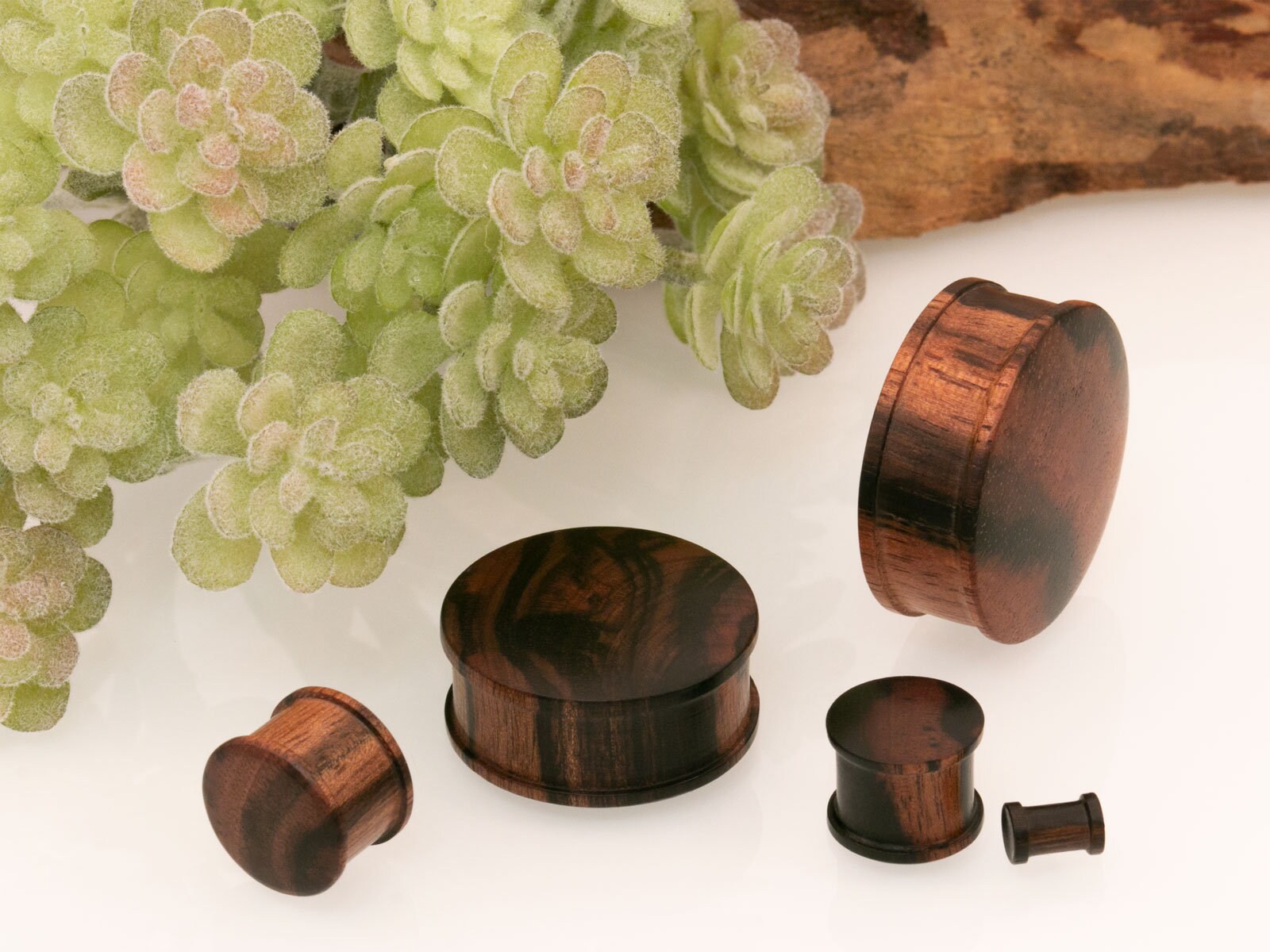 Top Hat Plug Holz Ohr Plugs Flesh Tunnel Piercing Schmuck 4-30mm Braun Schwarz von FlyStyleShop