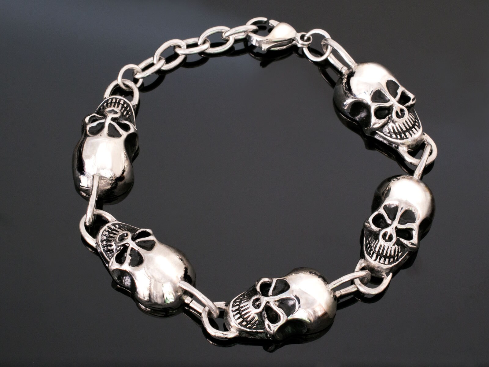 Totenkopf Armband Edelstahl Skull Armkette Armreif Herren Gothic Biker Schmuck von FlyStyleShop