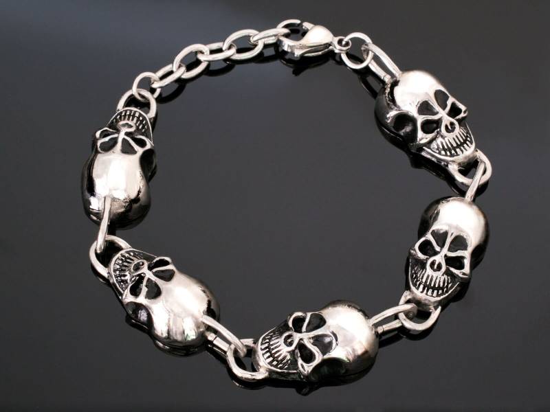 Totenkopf Armband Edelstahl Skull Armkette Armreif Herren Gothic Biker Schmuck von FlyStyleShop