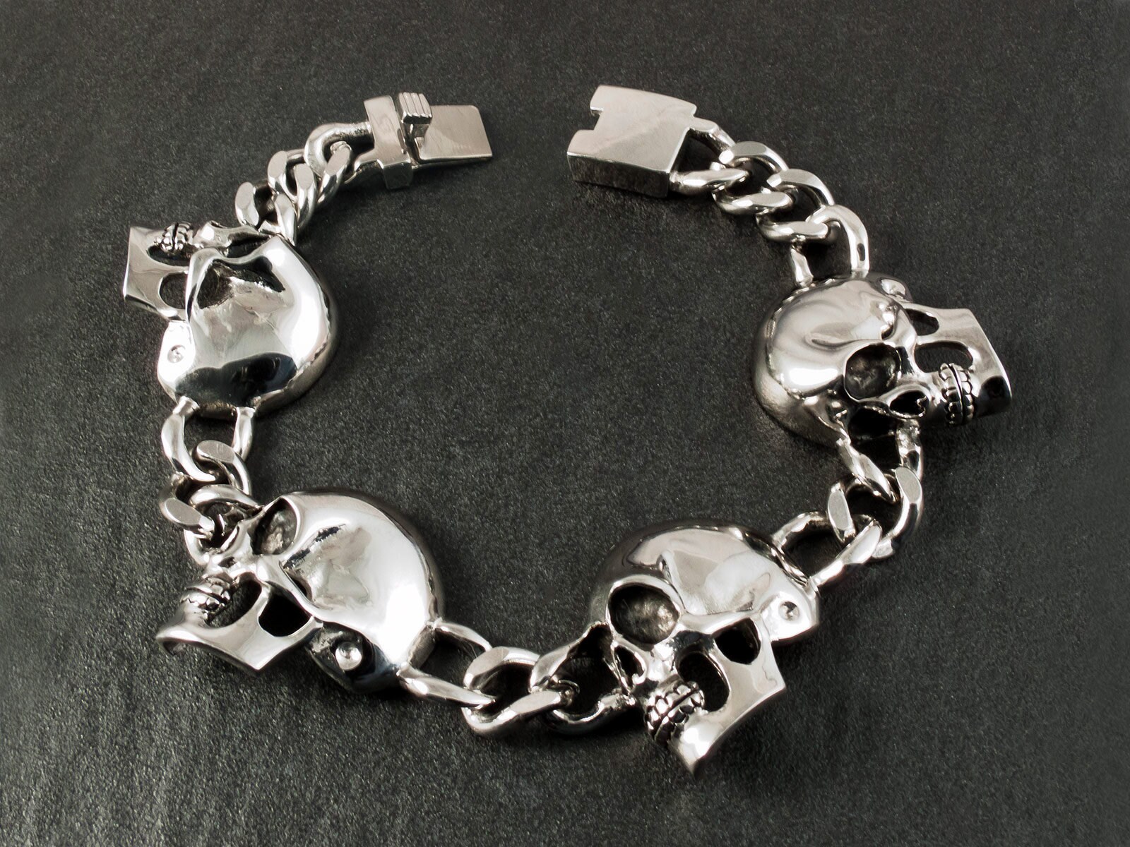 Totenkopf Armband Edelstahl Skull Panzerarmband Armkette Gothic Schmuck Herren von FlyStyleShop