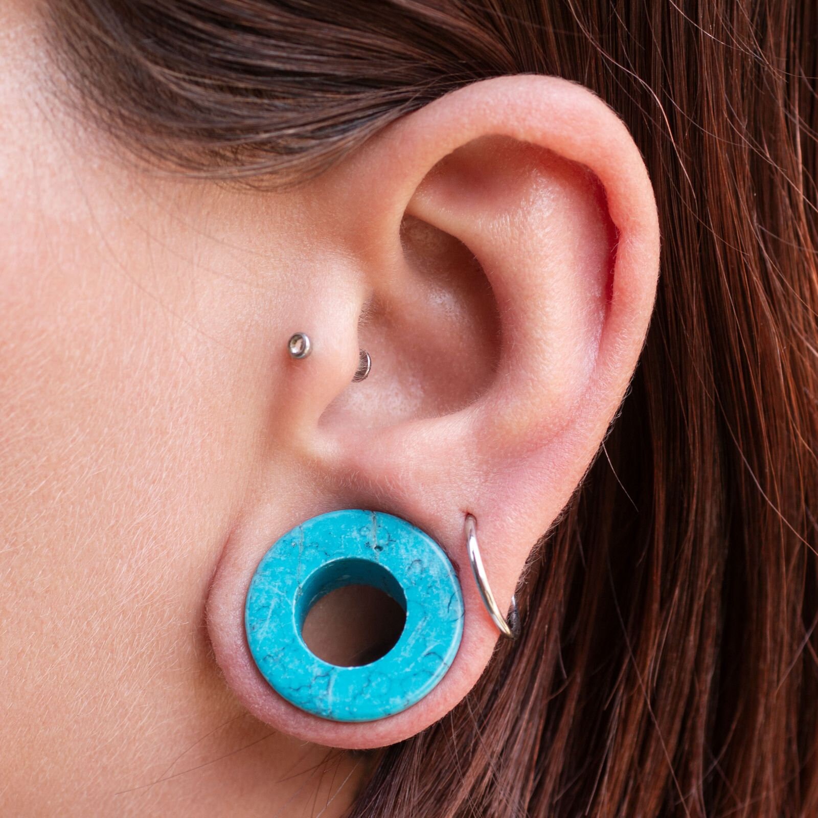 stein Plugs Türkis, Flesh Tunnel Double Flared von FlyStyleShop