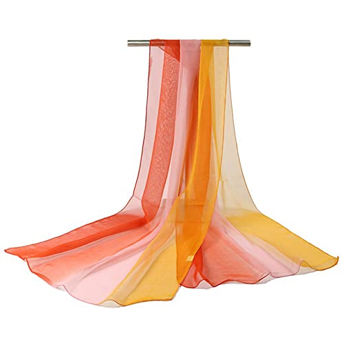 Flybloom Frauen Bauchtanz Schleier Chiffon Tanzen Handschal allmähliche Farbe(Orange) von Flybloom