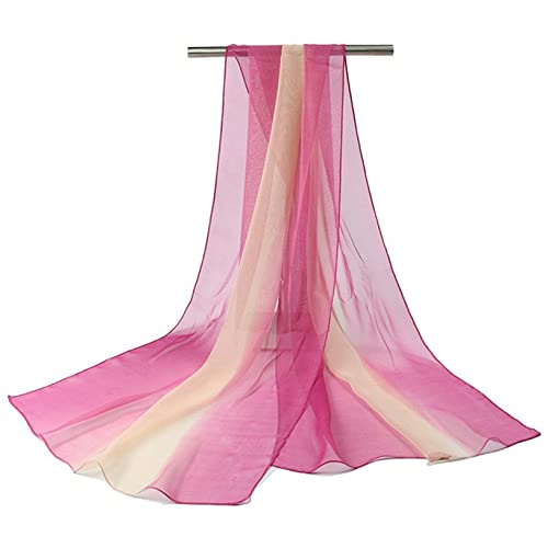 Flybloom Frauen Bauchtanz Schleier Chiffon Tanzen Handschal allmähliche Farbe (Rosa) von Flybloom