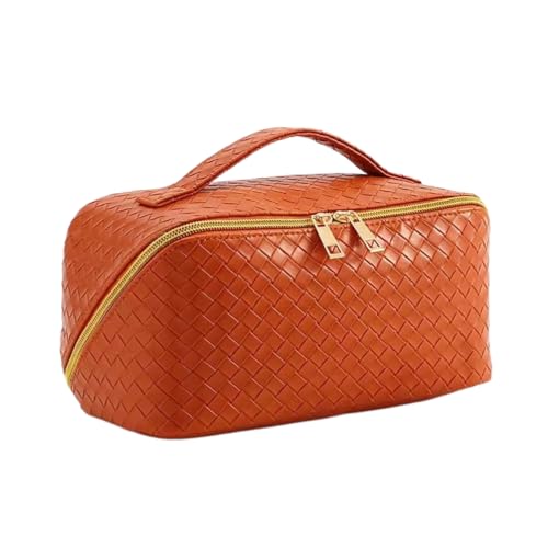 Flybloom Reise-Kosmetikhandtasche Für Damen, Tragbar, Multifunktional, Make-Up-Tasche, Badezimmer-Kulturbeutel, Aufbewahrungstasche (Orange) von Flybloom