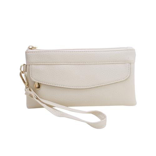 Flybloom Tragbare Damen-Clutch, Einkaufstasche, Arbeit, Weiche Tasche, Geldbeutel, Reisen, Einfache Handtasche(Cremefarben) von Flybloom