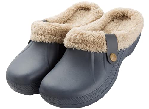 Flyd Clogs Herren Damen Gefüttert Hausschuhe Winter Warm Pantoffeln Haus Rutschfeste Plüsch Schlappen, Blau, Gr.- 42-43 EU von Acfoda