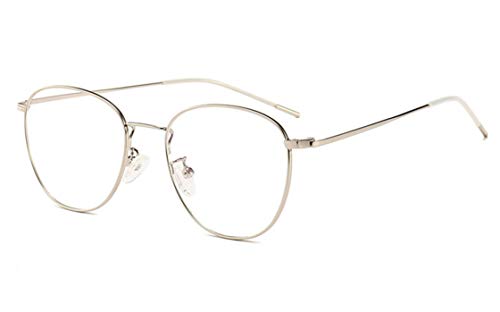 Flydo Damen Blaulichtfilter Brille Ohne Stärke Anti-Müdigkeit UV-Schutz Computerbrille Retro Rund Metallgestell Brillenfassung Blue Light Blocking Glasses von Flydo