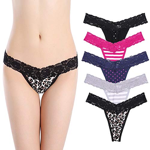 FLYFISH 5er Pack Damen Tangas Spitze G-String Seamless Low Rise Slips Baumwolle Dessous Unterwäsche FLYFISH 5er Pack Damen Tangas Spitze G-String Seamless Low Rise Slips Baumwolle Dessous Unterwäsche von Flyfish