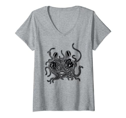 Damen Fliegendes Spaghettimonster Pastafari FSM T-Shirt mit V-Ausschnitt Damen Fliegendes Spaghettimonster Pastafari FSM T-Shirt mit V-Ausschnitt von Flying Spaghetti Monster Pastafari FSM Clothing