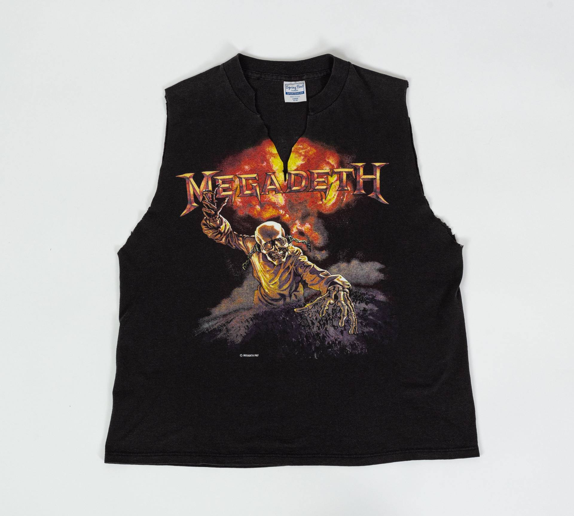 Vintage 1987 Megadeth Muskel-T-Shirt Männer Medium, Frauen L | 80S Schwarzes Heavy Metal Grafik Band Tank Top von FlyingAppleVintage